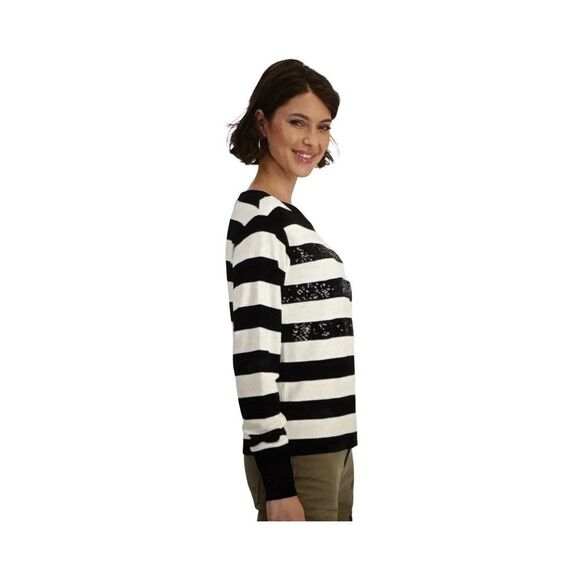 MONARI STRIPED SEQUIN PANEL TOP. - Picture 3 of 11